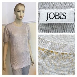 JOBIS light gray & gold viscose top 38